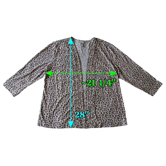 Chico's Travelers Tan Leopard Print Open Front Lightweight Cardigan Modern - Picture 3 of 7